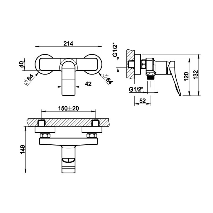Bateria wannowa Gessi Rilievo, natynkowa, 2 wyjścia wody, przełącznik automatyczny, chrom