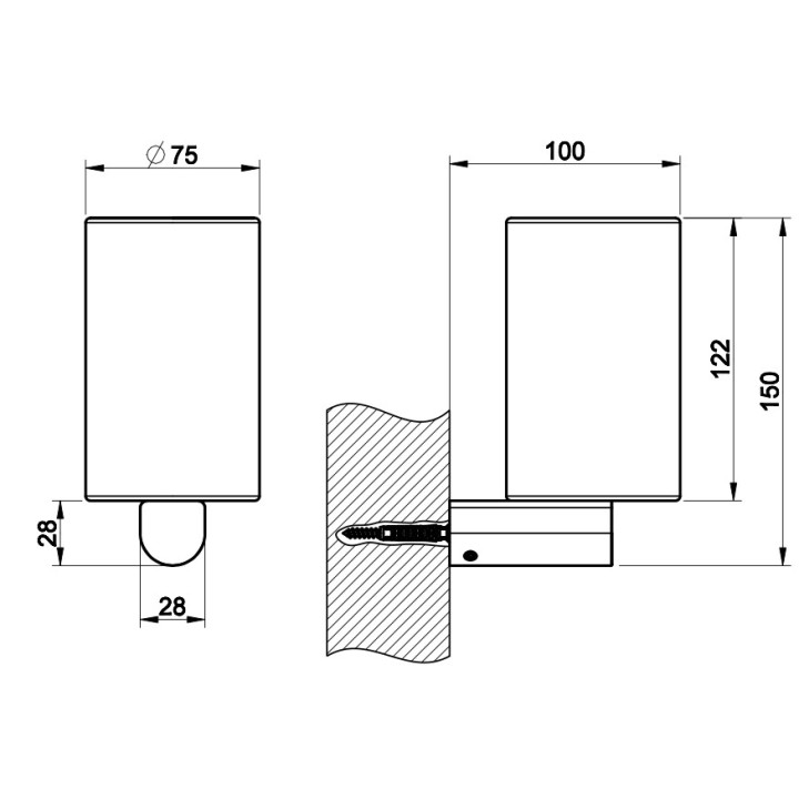 Kubek z uchwytem ściennym Gessi 316, czarny, wykończenie stal szczotkowana