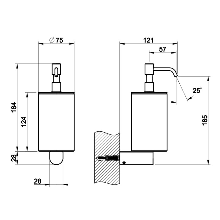 Dozownik mydła w płynie Gessi 316, ścienny, czarny, wykończenie stal szczotkowana