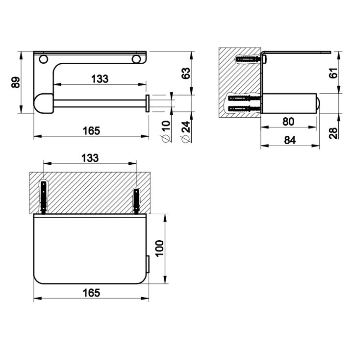 Uchwyt na papier Gessi Rilievo, ścienny, chrom