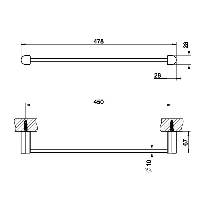 Wieszak na ręcznik Gessi Rilievo, ścienny, 30cm, chrom