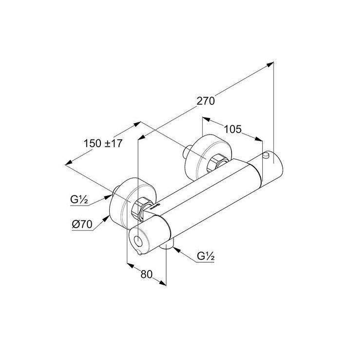 Bateria natryskowa Kludi Basic Thermostat, natynkowa, termostatyczna, chrom