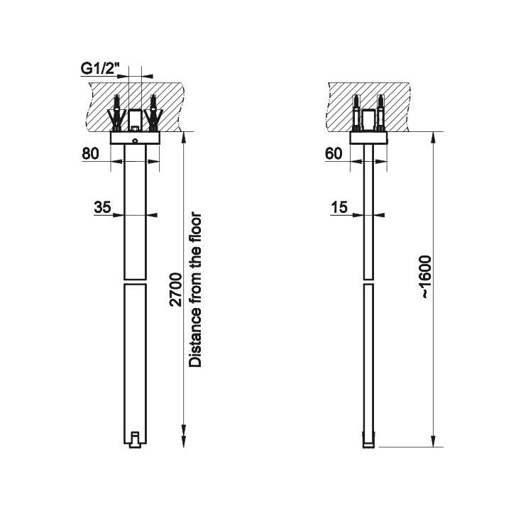 Wylewka Gessi Ovale, sufitowa, 160cm, chrom