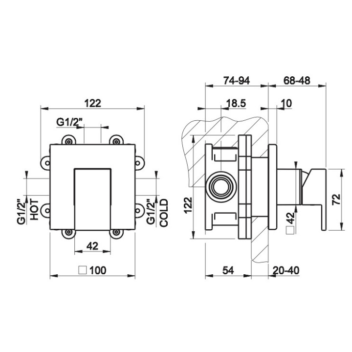 Mieszacz umywalkowy Gessi Rettengolo, stojący, jednouchwytowy, chrom