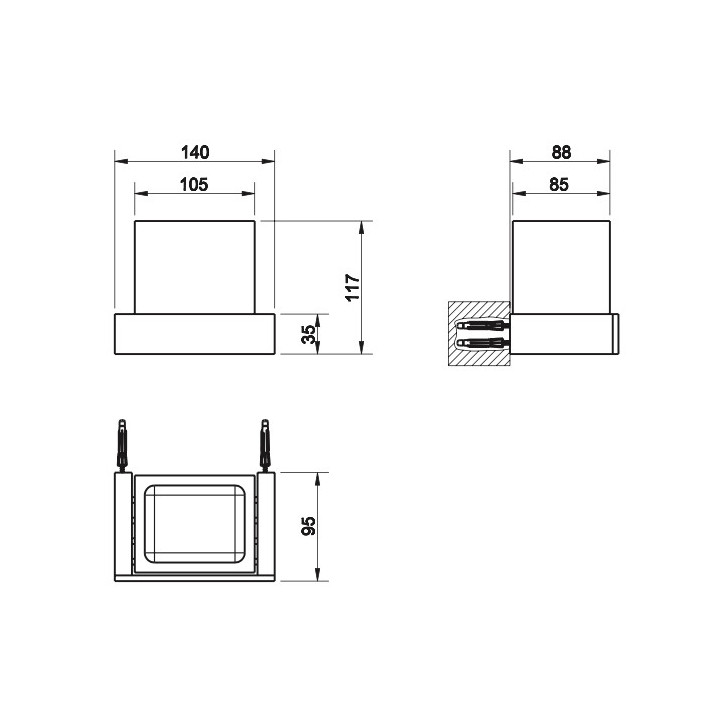Kubek z uchwytem ściennym Gessi Rettangolo, biały, wykończenie chrom