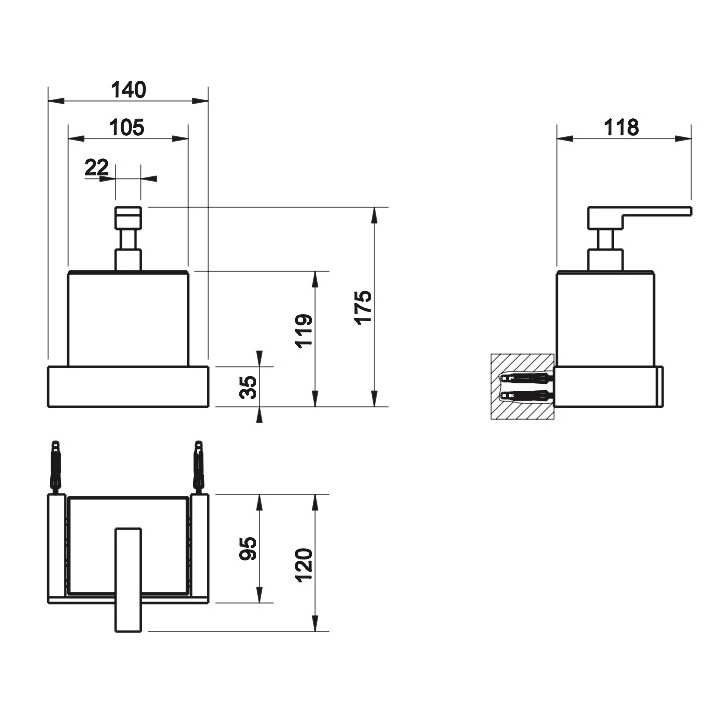 Dozownik mydła w płynie Gessi Ovale, ścienny, biały, wykończenie chrom