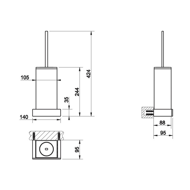 Szczotka WC Gessi Ovale, ścienna, biała, wykończenie chrom