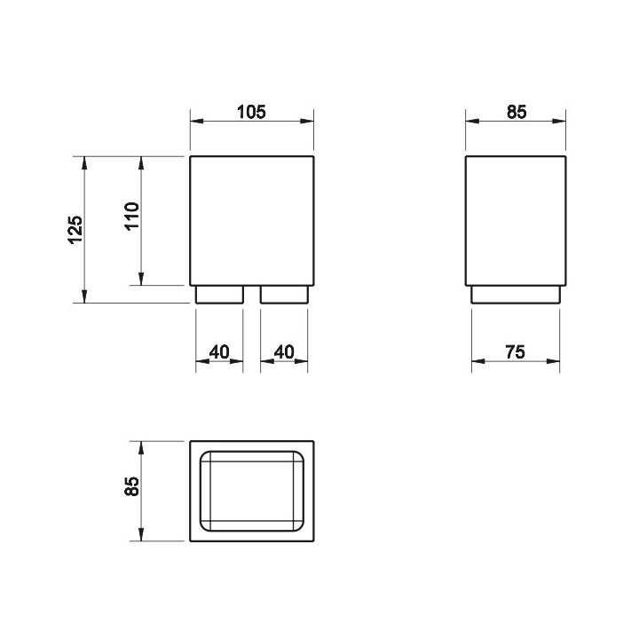 Kubek z uchwytem ściennym Gessi Rettangolo, biały, wykończenie chrom
