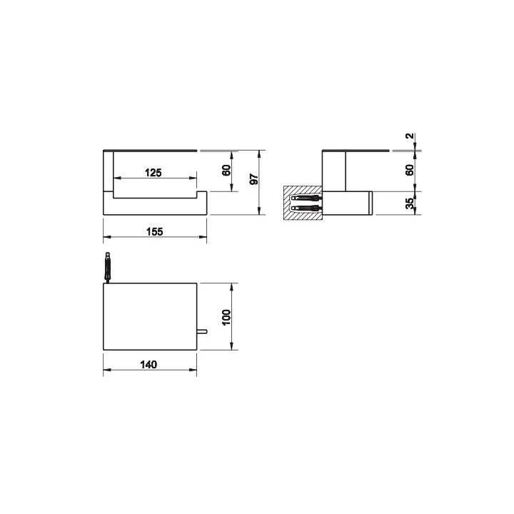 Szczotka WC Gessi Rettangolo, stojąca, czarna, wykończenie chrom