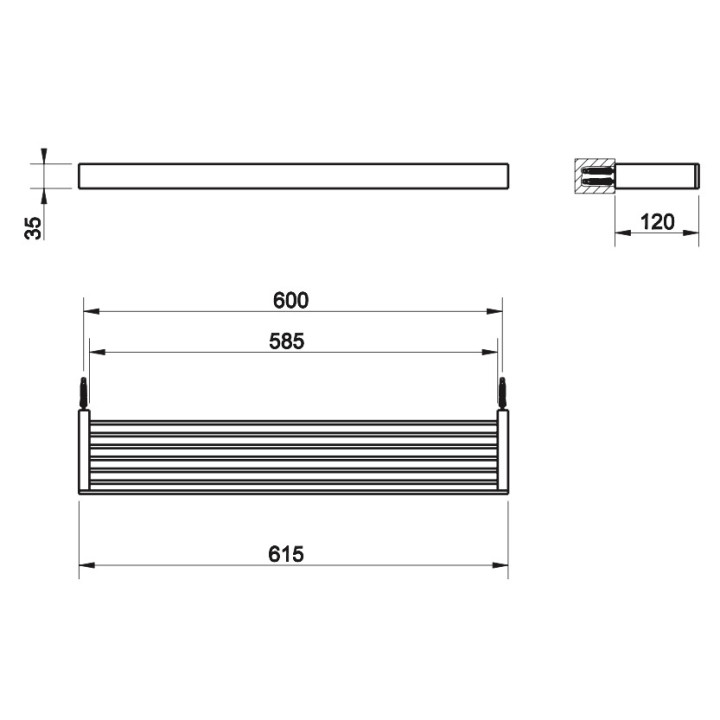Koszyk Gessi Rettangolo, prostokątny, ścienny, 30cm, chrom