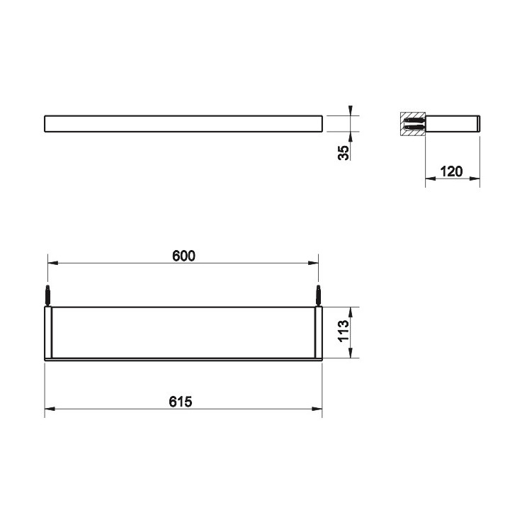 Koszyk Gessi Rettangolo, prostokątny, ścienny, 60x12cm, chrom