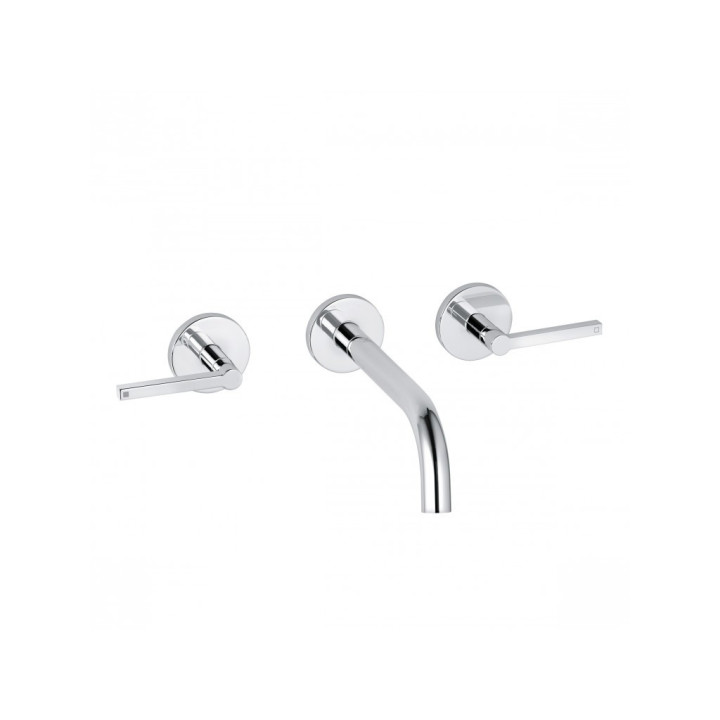 Bateria umywalkowa 3-otworowa Kludi Nova Fonte Puristic, stojąca, uchwyty proste, chrom