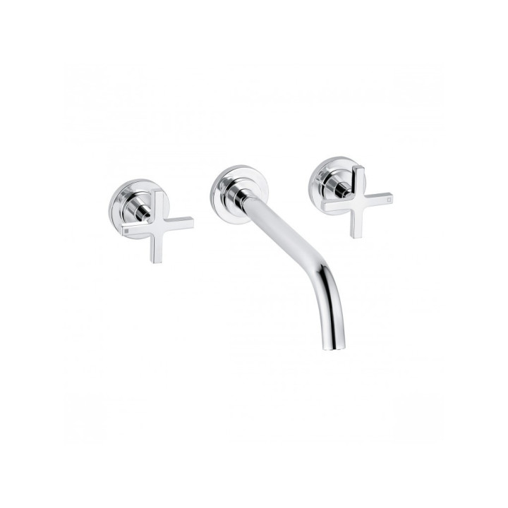 Bateria umywalkowa 3-otworowa Kludi Nova Fonte Classic, ścienna, wylewka 180mm, uchwyty krzyżowe, chrom