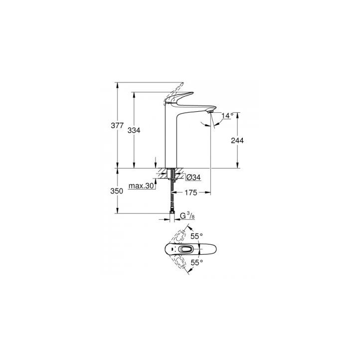 Bateria umywalkowa Grohe Eurostyle wysoka 334mm chrom - sanitbuy.pl