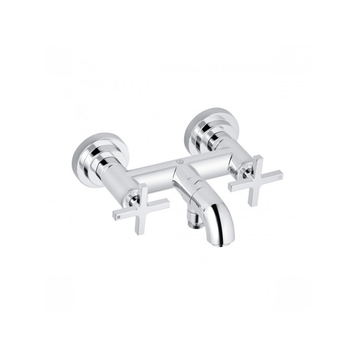 Bateria wannowo-natryskowa natynkowa Kludi Nova Fonte Puristic, 2 wyjścia wody, uchwyty proste, chrom