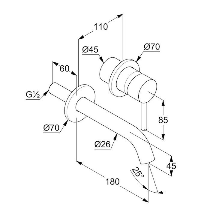 Bateria umywalkowa Kludi Bozz 240, stojąca, wysokość 325mm, bez korka, czarny mat