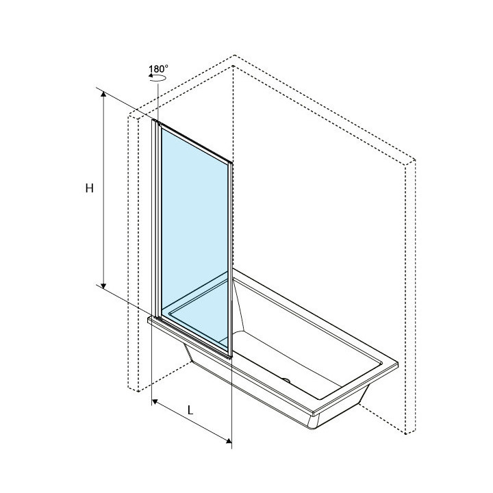 Parawan nawannowy Excellent Fabrika, 73x145cm, drzwi wahadłowe, czarny profil