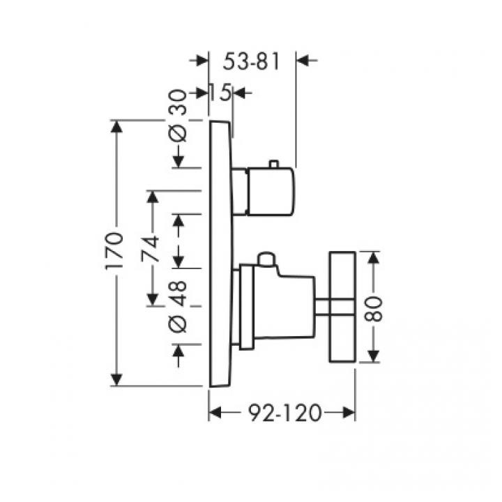 Bateria Axor Citterio termostatowa podtynkowa z zaworem odcinającym- sanitbuy.pl