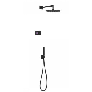 Elektroniczny zestaw prysznicowy Tres Shower Technology, podtynkowy, termostatyczny, deszczownica 300mm, czarny mat 