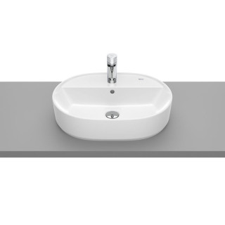 Umywalka nablatowa Roca Gap Round, 55x39cm, z przelewem, biała