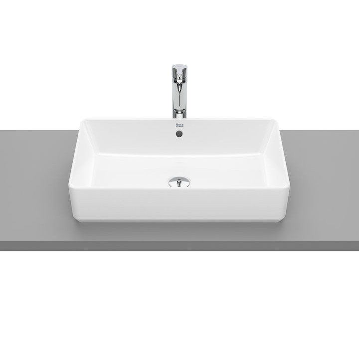 Umywalka nablatowa Roca Gap Round, 55x39cm, z przelewem, biała