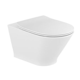 Miska podwieszana WC Roca Gap Rimless Round, 54x35,5cm, bez kołnierza, z deską wolnoopadającą Supralit, biała