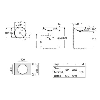 Umywalka blatowa Roca Beyond, 59x46cm, Finceramic, bez przelewu, powłoka Maxi Clean, biała