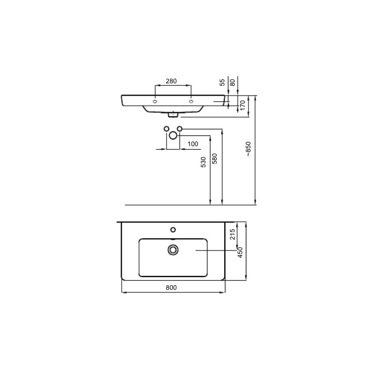 Umywalka nablatowa Roca Gap Round, 55x40cm, z przelewem, otwór na baterię, biała