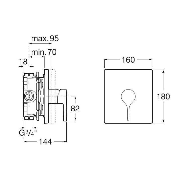 Bateria wannowo-prysznicowa Roca Insignia, podtynkowa, 2 wyjścia wody, chrom