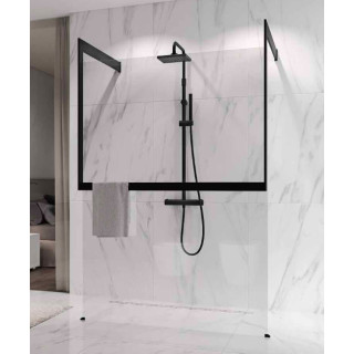 Ścianka prysznicowa Walk-In Novellini Kaudra HF, 114cm, z wieszakiem na ręcznik, profil biały mat