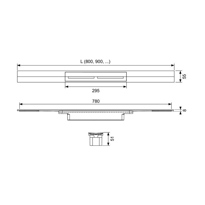 Profil prysznicowy TECEdrainprofile, 1000mm, stal szczotkowana