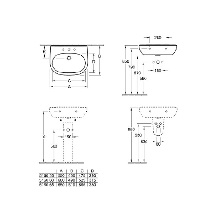 Umywalka Villeroy & Boch O.Novo wisząca 650x510 mm- sanitbuy.pl