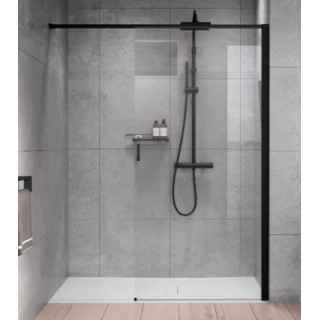 Kabina prysznicowa Walk-In Novellini Kaudra H+H Frame, 180x100cm, wersja lewa, z półką, profil czarny mat