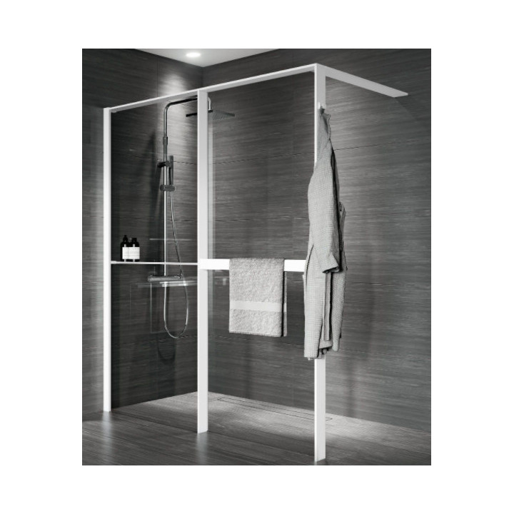 Ścianka prysznicowa Walk-In do wnęki Novellini Kaudra HN Frame, 180x200cm, wersja prawa, profil biały mat