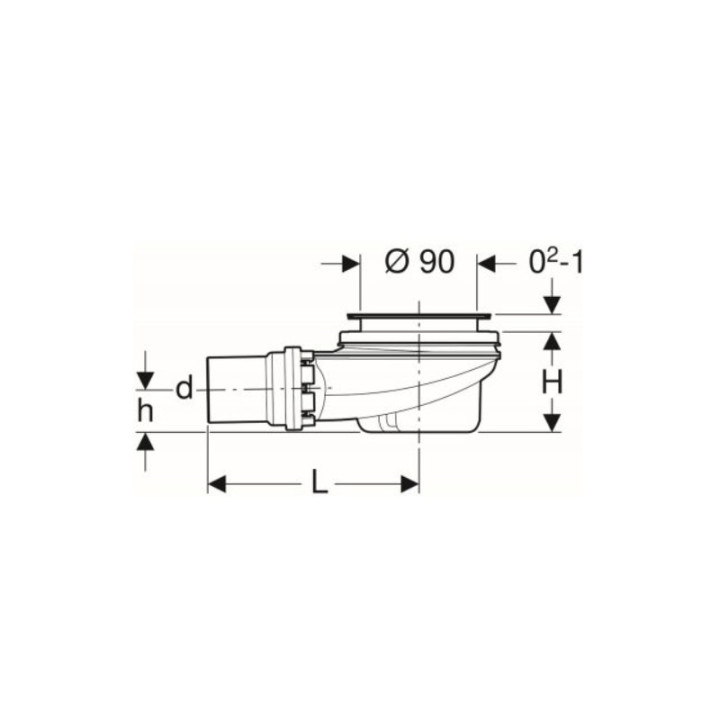Zestaw odpływowy do brodzików Geberit Uniflex, D90, kompletny, chrom błyszczący