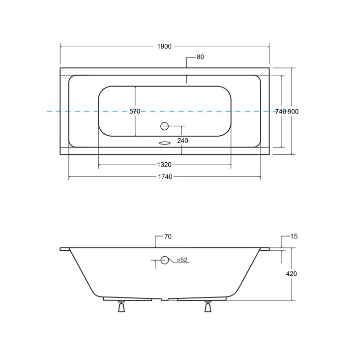 Wanna prostokątna Besco Modern Slim, 140x70cm, akrylowa, biała