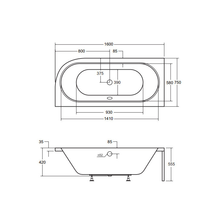 Wanna prostokątna Besco Shea, 160x70cm, akrylowa, biała