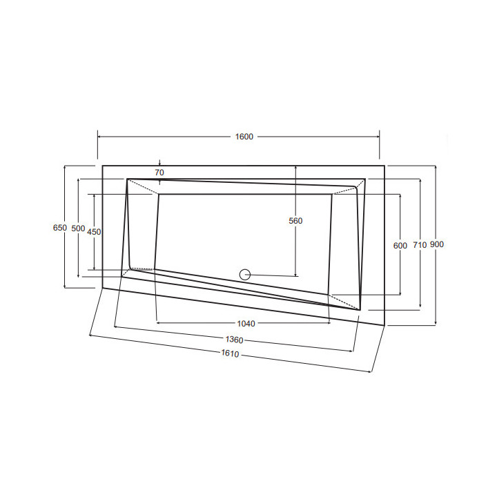 Wanna asymetryczna Besco Avita, 160x75cm, wersja lewa, akrylowa, biała