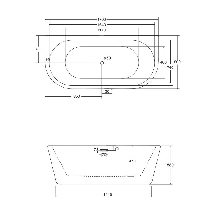 Wanna wolnostojąca Besco Ayla, 170x80cm, akrylowa, biała