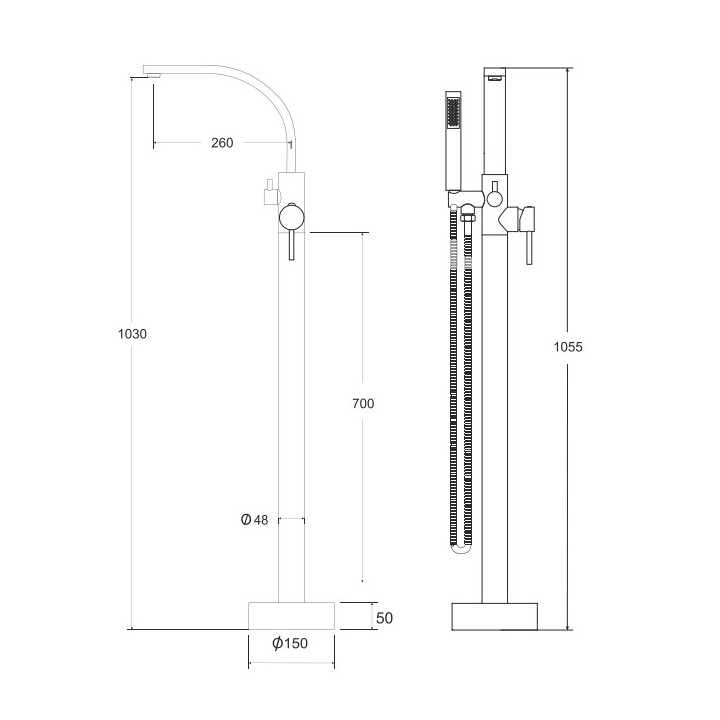 Bateria wolnostojąca Besco Decco I, wysokość 1055mm, chrom