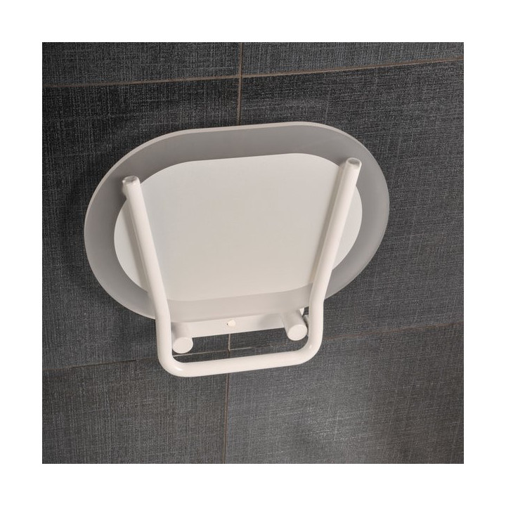 Siedzisko prysznicowe Ravak Ovo Chrome Clear, 41x37,5cm, składane, białe
