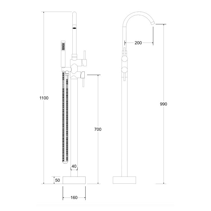 Bateria wolnostojąca Besco Decco I, wysokość 1055mm, chrom