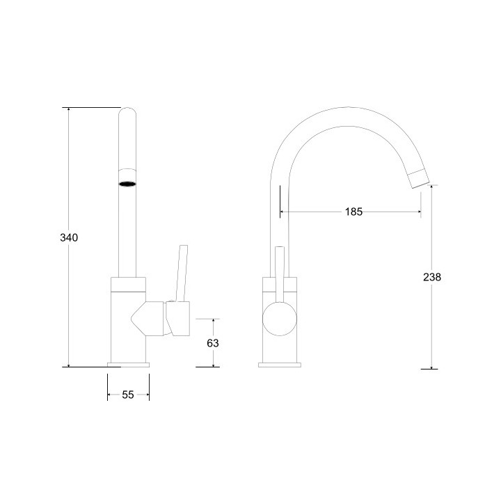 Bateria umywalkowa Besco Decco I, stojąca, wysokość 335mm, chrom