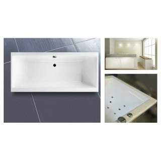 Wanna prostokątna Ruben Go 180x80cm, z systemem hydromasażu Maxus, biała