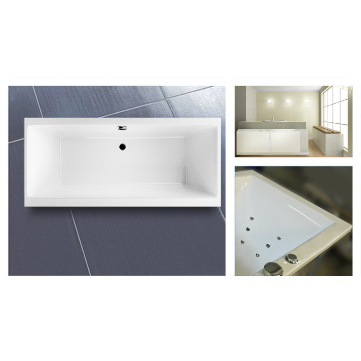 Wanna prostokątna Ruben Go 180x80cm, z systemem hydromasażu Maxus, biała