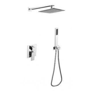 Zestaw prysznicowy Besco Decco / Illusion, podtynkowy, 2 wyjścia wody, deszczownica standardowa, chrom