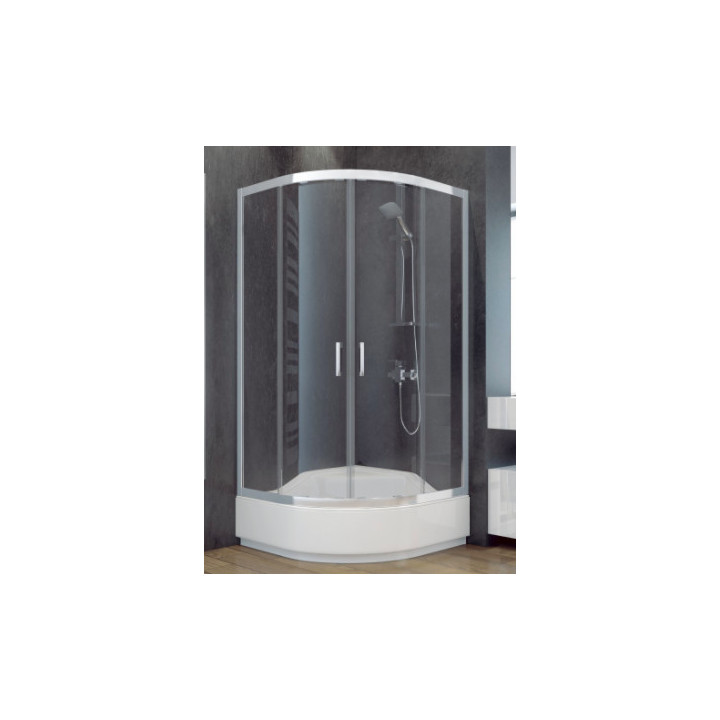 Kabina prysznicowa półokrągła Besco Modern 185, 80x80cm, szkło przejrzyste, profil chrom