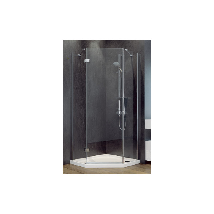 Kabina prysznicowa kwadrotowa Besco Modern 185, 90x90cm, szkło przejrzyste, profil chrom