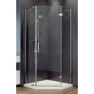 Kabina prysznicowa kwadrotowa Besco Modern 185, 90x90cm, szkło przejrzyste, profil chrom