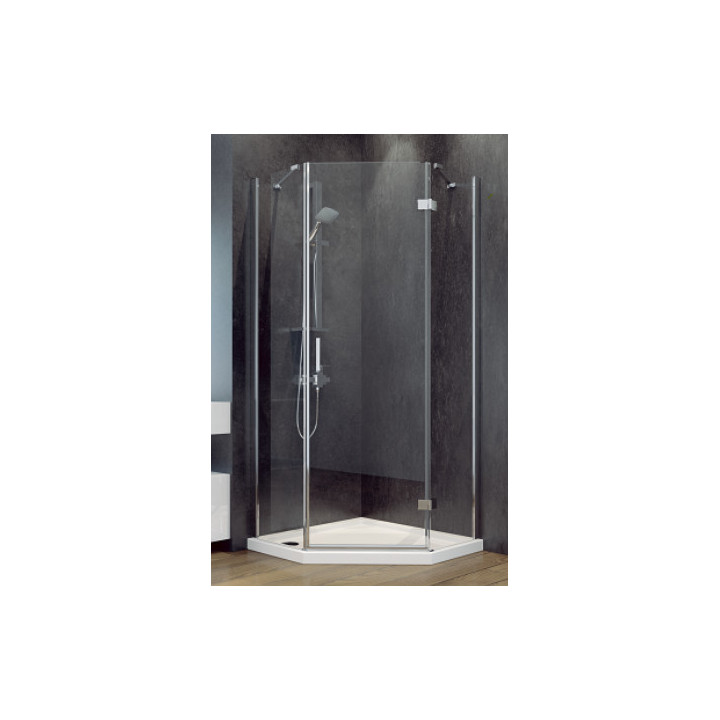 Kabina prysznicowa kwadrotowa Besco Modern 185, 90x90cm, szkło przejrzyste, profil chrom